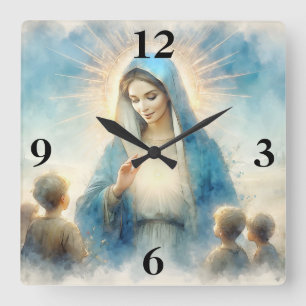 Blessed Virgin Mary and Children Square Wall Clock