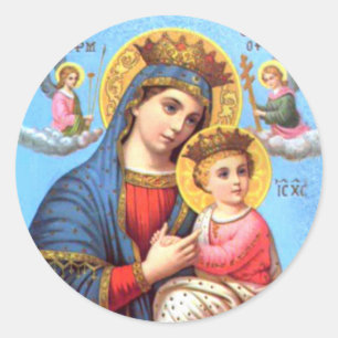 Blessed Virgin Mary and Infant Child Jesus Classic Round Sticker