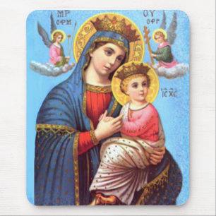 Blessed Virgin Mary and Infant Child Jesus Mouse Mat