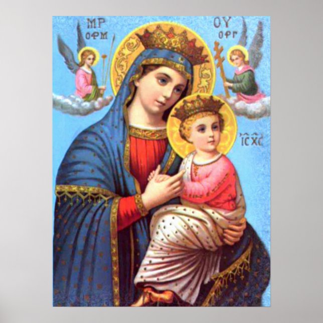 Blessed Virgin Mary and Infant Child Jesus Poster (Front)