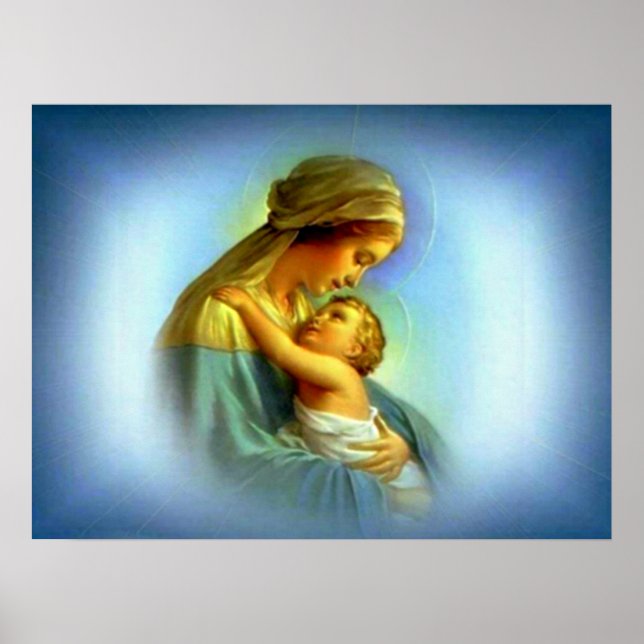 Blessed Virgin Mary and Infant Child Jesus Poster (Front)