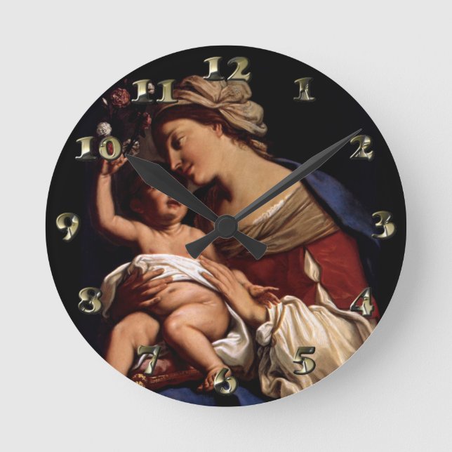 Blessed Virgin Mary and Infant Child Jesus -Sirani Round Clock (Front)