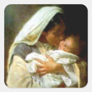 Blessed Virgin Mary and Infant Child Jesus Square Sticker