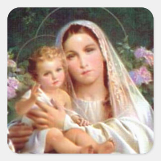Blessed Virgin Mary and Infant Child Jesus Square Sticker