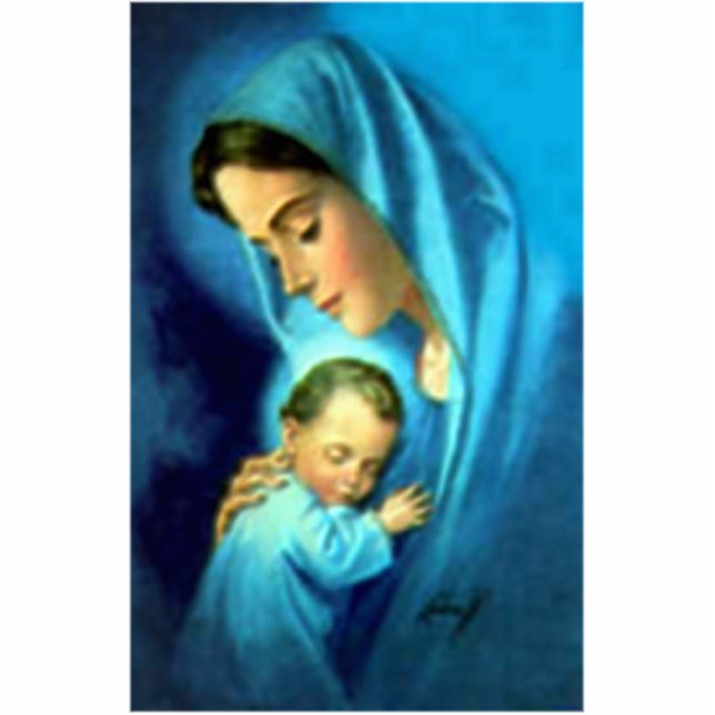 Blessed Virgin Mary and Infant Child Jesus Standing Photo Sculpture (Front)