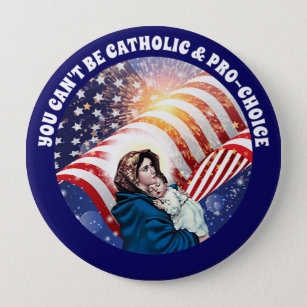 Blessed Virgin Mary Baby Jesus American Flag 10 Cm Round Badge
