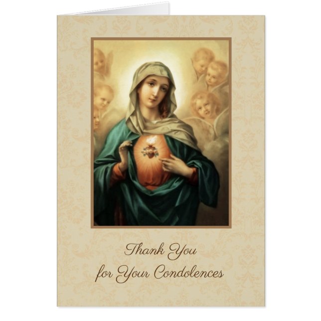 Blessed Virgin Mary  Catholic Condolence Thank You (Front)