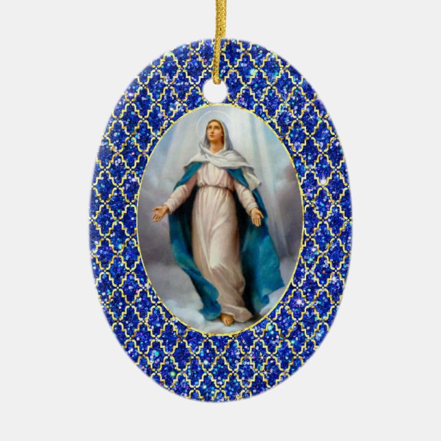 Blessed Virgin Mary Ceramic Tree Decoration (Front)