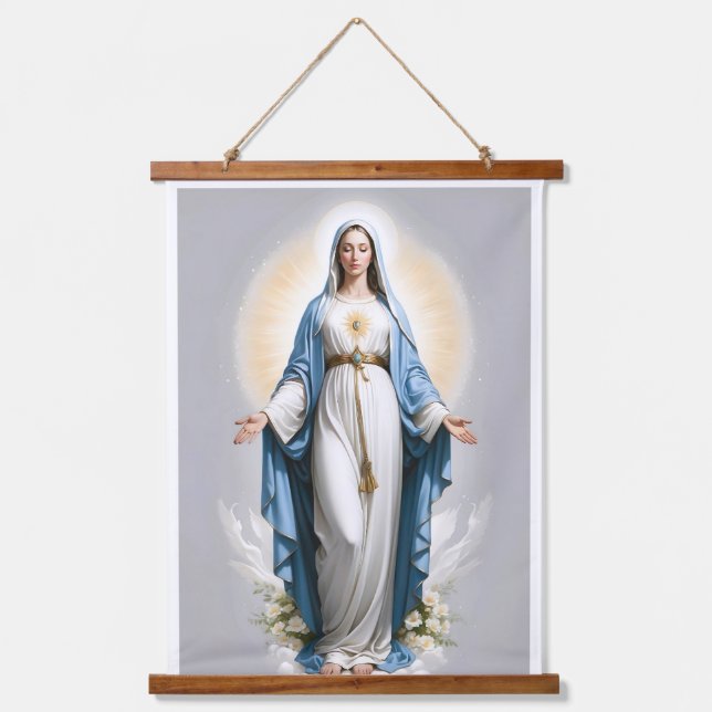 Blessed Virgin Mary Christian Catholic Hanging Tapestry (Front)