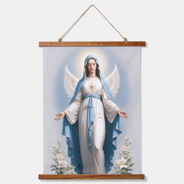Blessed Virgin Mary Christian Catholic Hanging Tapestry (Front)