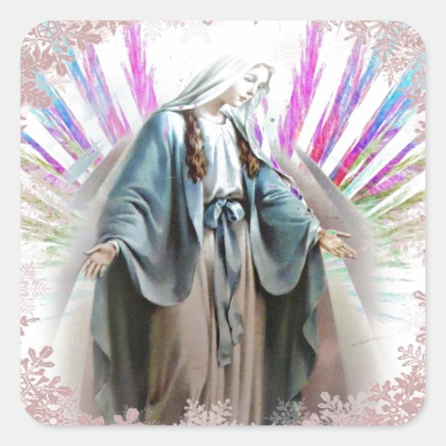 Blessed Virgin Mary Christmas sticker (Front)