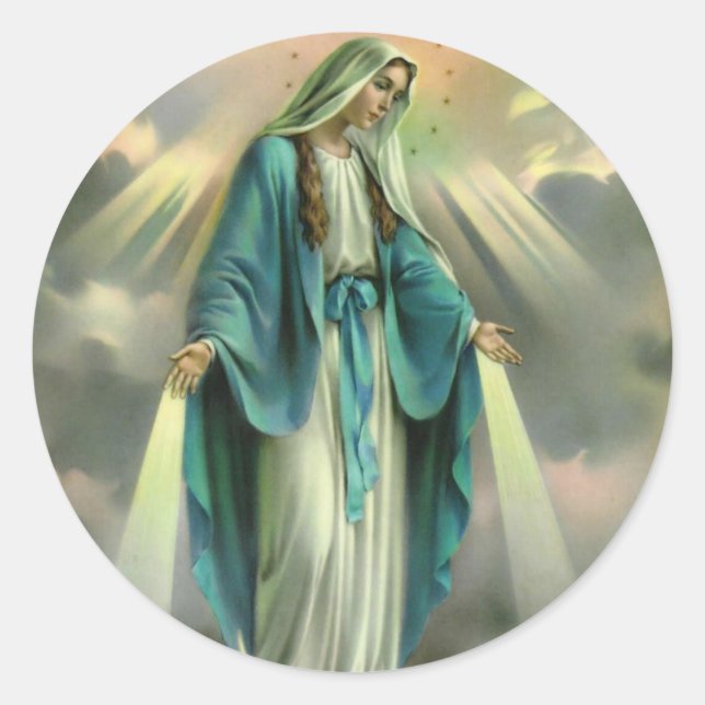Blessed Virgin Mary Classic Round Sticker (Front)