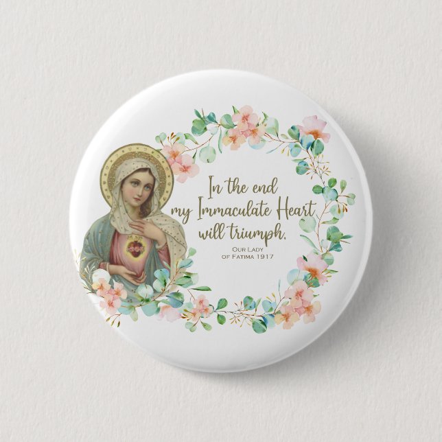 Blessed Virgin Mary Fatima Religious Catholic 6 Cm Round Badge (Front)