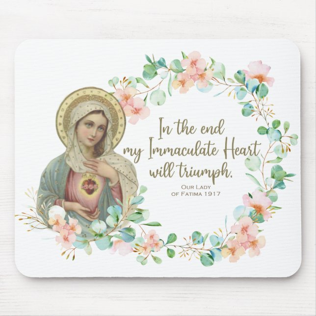 Blessed Virgin Mary Fatima Religious Catholic Mouse Mat (Front)