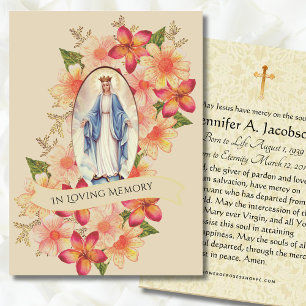 Blessed Virgin Mary  Funeral Memorial Holy Card