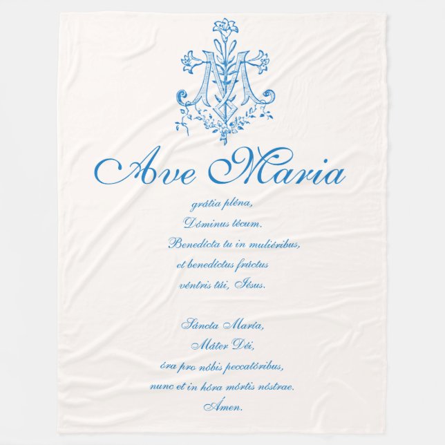 Blessed Virgin Mary Hail Mary Ave Maria Prayer Fleece Blanket (Front)