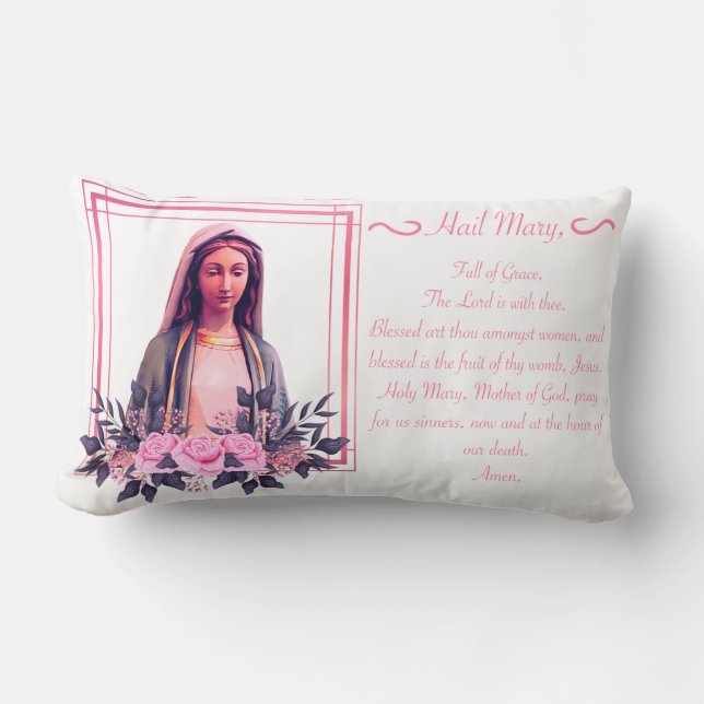 Blessed Virgin Mary-Hail Mary Lumbar Prayer Pillow (Front)