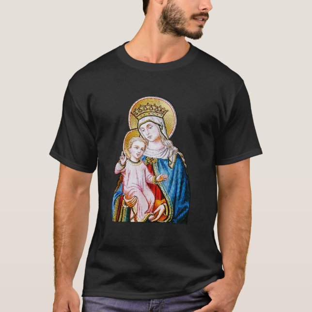 Blessed Virgin Mary holding Baby Jesus T-Shirt (Front)