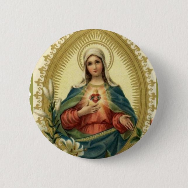 Blessed Virgin Mary Immaculate Sorrowful Mother 6 Cm Round Badge (Front)