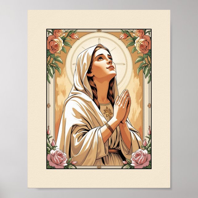 Blessed Virgin Mary in Prayer – Catholic Poster (Front)