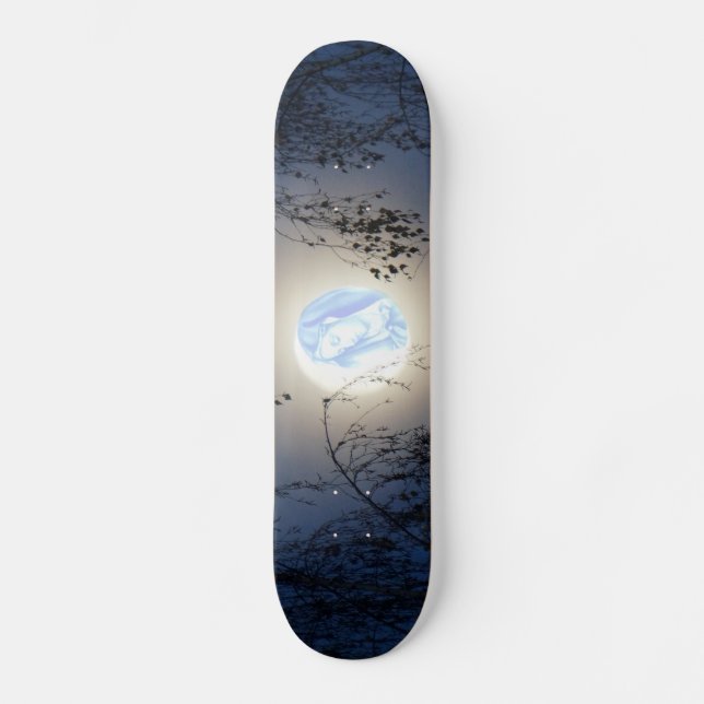 Blessed Virgin Mary in the Moon Lite Forest Skateboard (Front)
