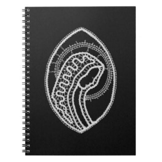 Blessed Virgin Mary in White Lace on Black Velvet Notebook