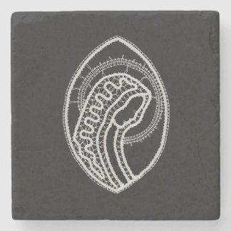 Blessed Virgin Mary in White Lace on Black Velvet Stone Coaster