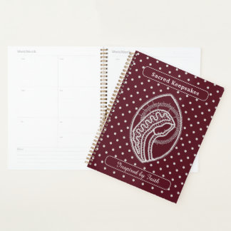 Blessed Virgin Mary in White Lace on Burgundy Planner