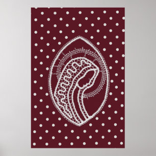 Blessed Virgin Mary in White Lace on Burgundy Poster