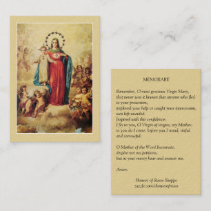 Blessed Virgin Mary Jesus Angels Memorare Prayer Business Card