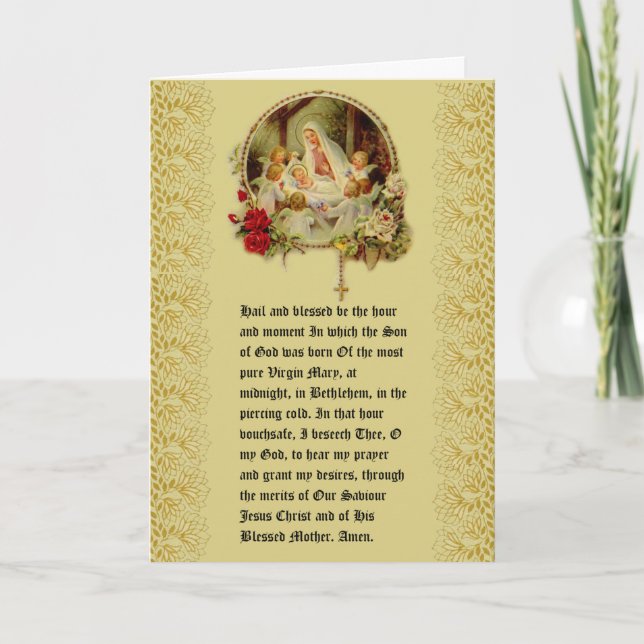 Blessed Virgin Mary Jesus Holy Rosary Prayer Holiday Card (Front)