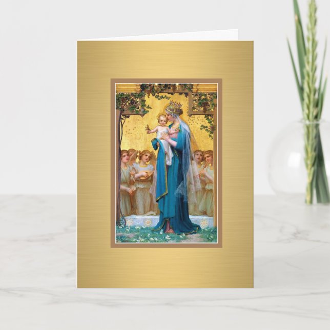 Blessed Virgin Mary Jesus Religious Catholic Thank You Card (Front)