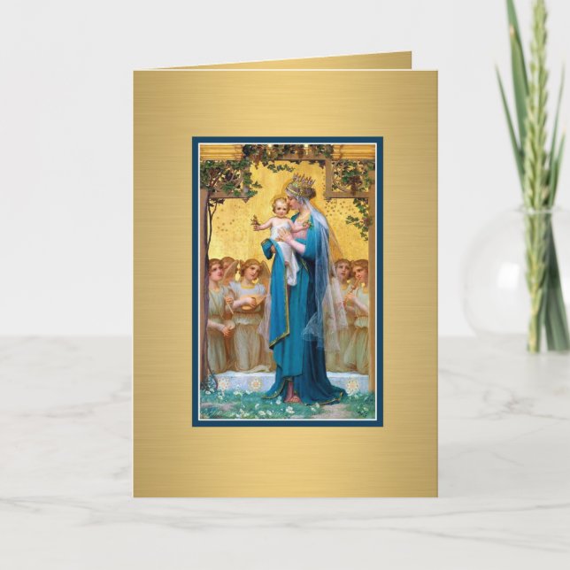Blessed Virgin Mary Jesus Religious Catholic Thank You Card (Front)