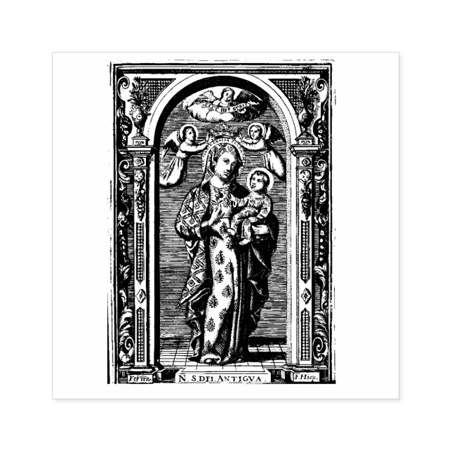 Blessed Virgin Mary Jesus Religious Rubber Stamp (Imprint)