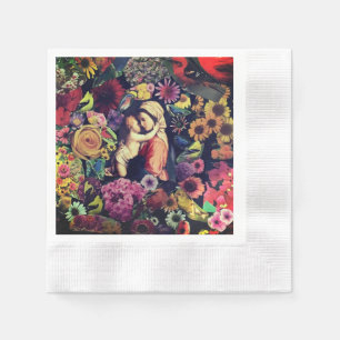 Blessed Virgin Mary Jesus Roses Flowers Religious Napkin
