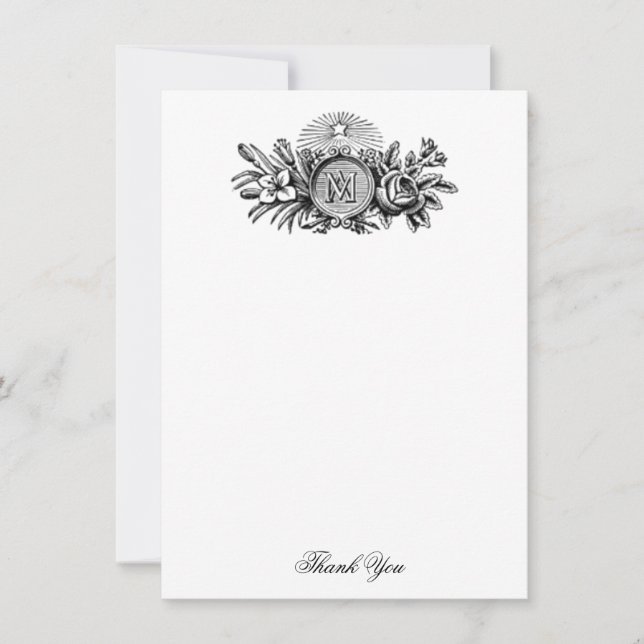 Blessed Virgin Mary Line Art Catholic Religious Thank You Card (Front)