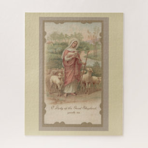 Blessed Virgin Mary Mother Baby Jesus Lamb Jigsaw Puzzle