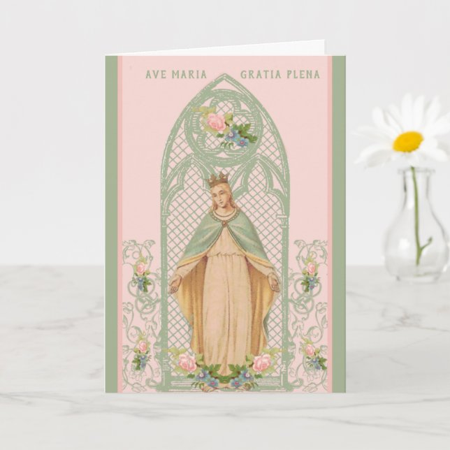 Blessed Virgin Mary Mothers Day Catholic Card (Small Plant)