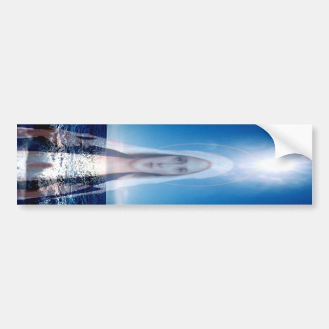 Blessed Virgin Mary Over the Ocean Bumper Sticker (Front)