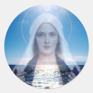 Blessed Virgin Mary Over the Ocean Classic Round Sticker