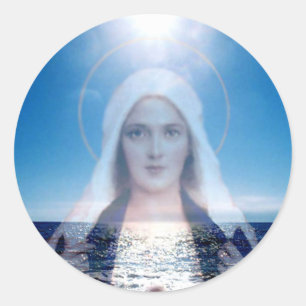 Blessed Virgin Mary Over the Ocean Classic Round Sticker