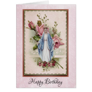 Blessed Virgin Mary Pink Roses Catholic