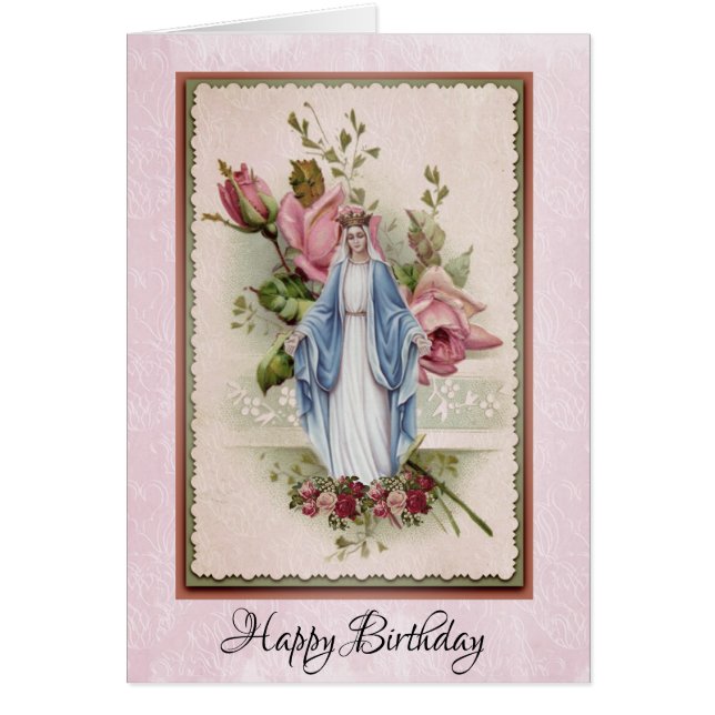 Blessed Virgin Mary Pink Roses Catholic (Front)