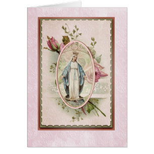 Blessed Virgin Mary Pink Roses Religioius