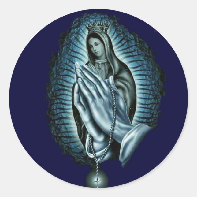 Blessed Virgin Mary Prayer Rosary Classic Round Sticker (Front)
