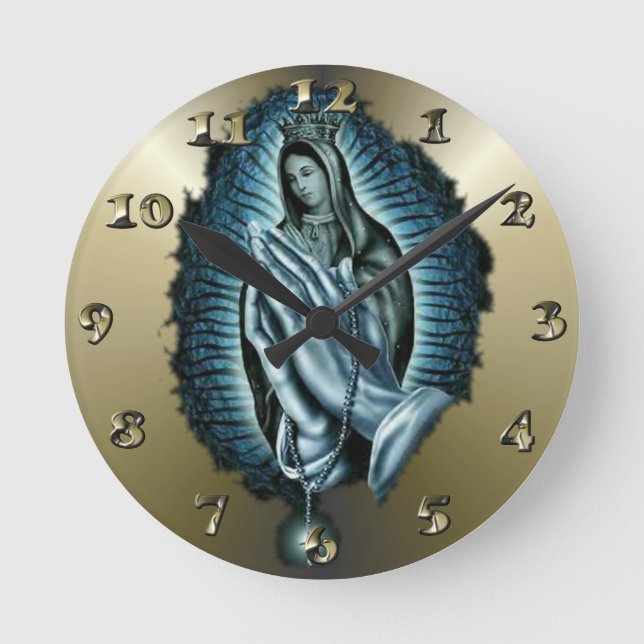 Blessed Virgin Mary Prayer Round Clock (Front)