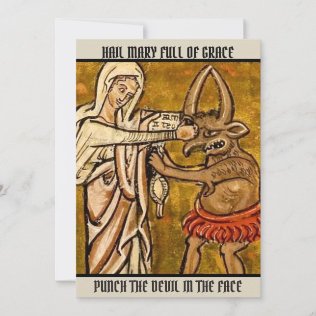 Blessed Virgin Mary Punch the Devil in the Face Thank You Card (Front)