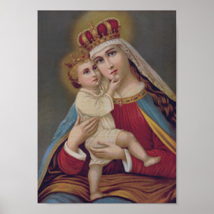 Blessed Virgin Mary Queen of Heaven Jesus Catholic Poster
