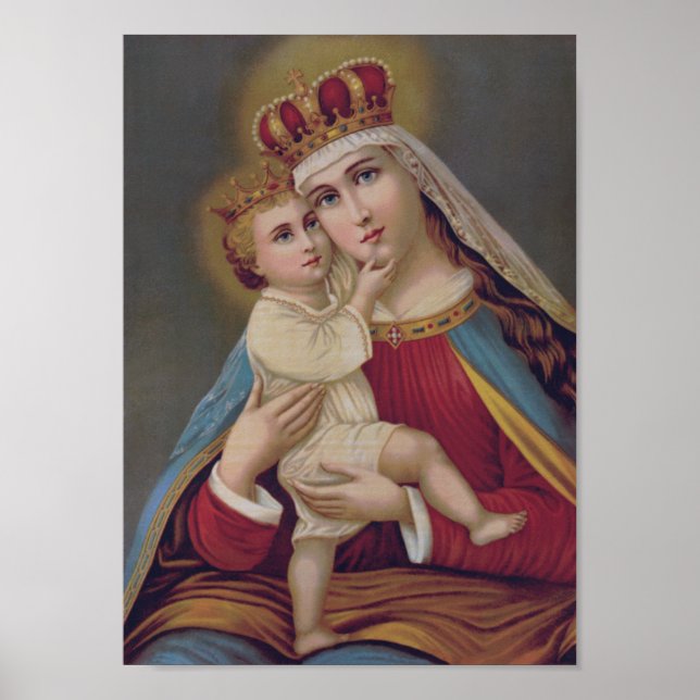 Blessed Virgin Mary Queen of Heaven Jesus Catholic Poster (Front)