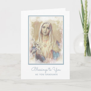 Blessed Virgin Mary Religious Floral Graduation Card